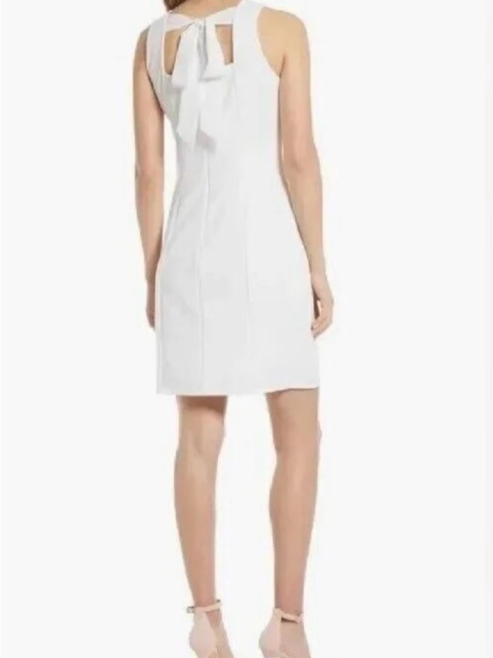 Sam Edelman Classic White Sleeveless Bow Back Sheath Dress - Size 4 ( NWT ) - Picture 2 of 15